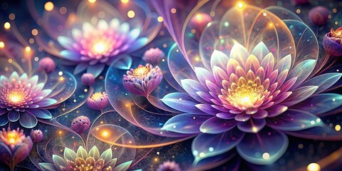 Obraz premium Abstract Floral Fractal Art Background with Bokeh Sparkle