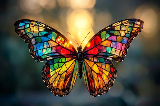 Colorful stained glass butterfly