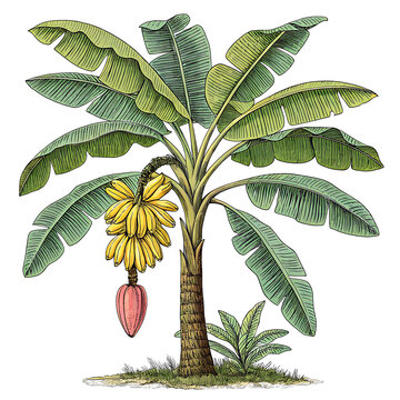 banana tree with yellow bananas clip art preview