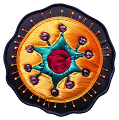 Naklejka premium Intricate Circular Embroidery Patch with Vibrant Colors
