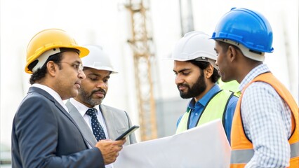 Indian Construction Engineers Discussing Project Plans
