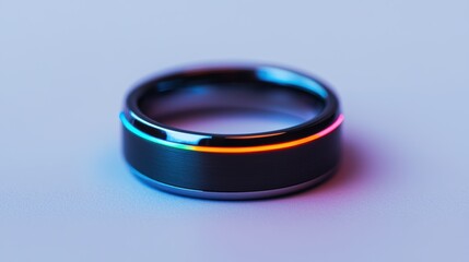 sleek, futuristic smart ring with vibrant LED lights, showcasing advanced technology and design