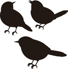 うぐいす　鶯　鳥　春　シルエット　アイコン　あしらい　飾り　シンプル　デザイン　イラスト素材セット