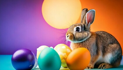 easter bunny with easter eggs