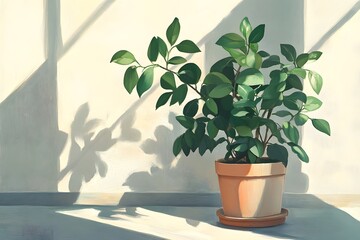 Fototapeta premium Green plant wall in minimalist living room