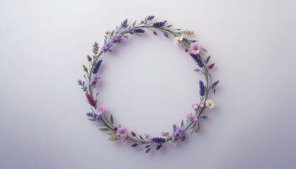 Fototapeta premium Floral Serenity Wreath on Marble