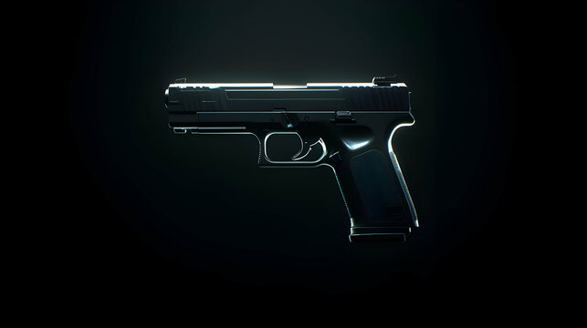 Black Semi Automatic Handgun on Dark Background