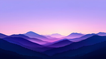 Obraz premium Purple and Pink Sunset Over a Silhouette Mountain Range