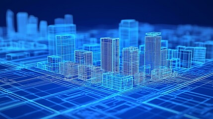 A conceptual representation of a business growing in layers like an architectural blueprint
