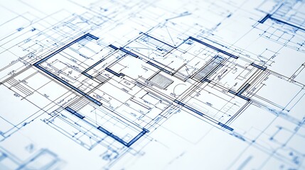A creative abstract representation of a business blueprint forming into a solid structure