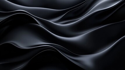Obraz premium Abstract black wave pattern with glossy texture, elegant curves and shadows. Minimalistic design and modern art concept