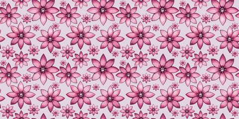 seamless pattern with pink flowers