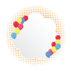 Birthday Frame with Colorful Balloons and Cloud Border