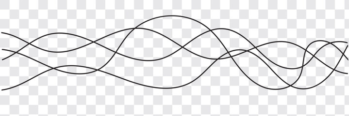 Thin line wavy abstract vector background. Curve wave seamless pattern. Line art striped graphic template. Vector illustration.