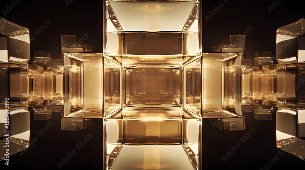 Poster glass block reflecting light creating interesting patterns and textures on the surface