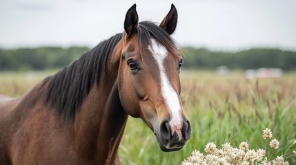 Obraz premium Horse portrait in a field