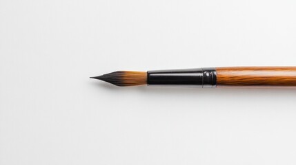 Fototapeta premium Elegant Artist Brush on White Background: A Close-Up View