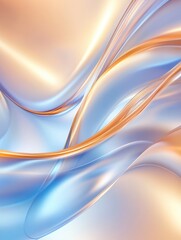 Naklejka premium Smooth abstract waves in soft pastel blue and orange hues curving gracefully