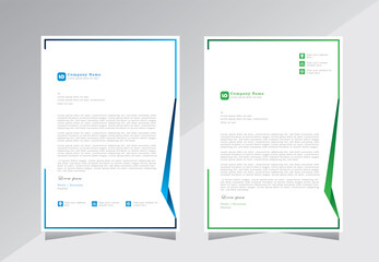 Creative letterhead design for business, company letterhead template, A4 letter head design, blue and green color letterhead. vector eps 10	