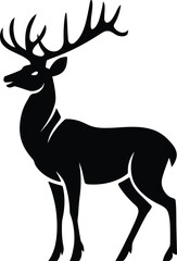 Majestic Deer Silhouette Vector – Black and White Stag Illustration