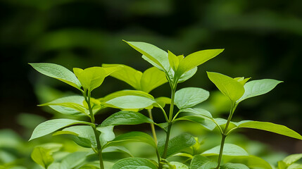 Obraz premium Closeup of Vibrant Green Leaves with Dew Drops