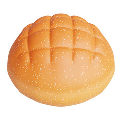 Melon pad bread 3d rendered illustration on transparent background