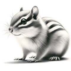 Fototapeta premium 흰 배경, 다람쥐, 펜슬 드로잉, jpeg (white background, Chipmunk, pencil drawing, jpeg)