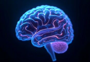 Futuristic Neural Network Visualization – Glowing 3D Digital Brain