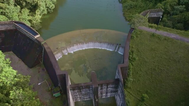 Aerial View Of Hatillo Dam On The Yuna River In Sanchez Ramirez Province, Dominican Republic.