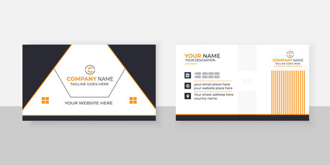 Modern Minimalistic smart looking business card templates design layout with black and orange gold rectangular shape
