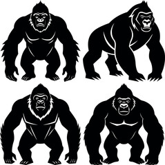 Fototapeta premium Stylized Gorilla Silhouette Vector Icon Wildlife & Jungle Theme.