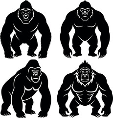 Minimalist Gorilla Silhouette Vector Clean & Bold Design.