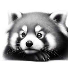 Obraz premium 흰 배경, 레서판다, 펜슬 드로잉, jpeg (white background, Red panda, pencil drawing, jpeg)