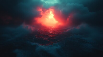 Fototapeta premium Fiery Clouds Over Ocean