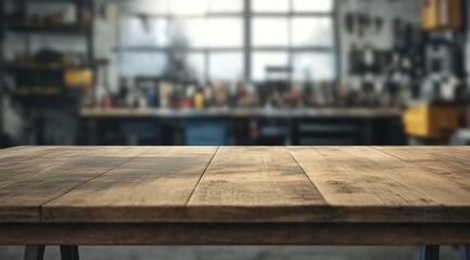 Wooden table setup for creative projects workshop photography indoor eye-level craftsmanship and design inspiration