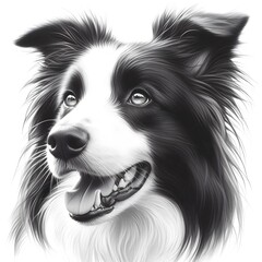 Fototapeta premium 흰 배경, 보더콜리, 펜슬 드로잉, jpeg (white background, Border Collie, pencil drawing, jpeg)
