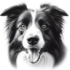 Fototapeta premium 흰 배경, 보더콜리, 펜슬 드로잉, jpeg (white background, Border Collie, pencil drawing, jpeg)