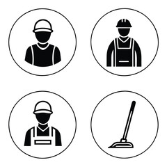 Vacuum Cleaner Worker Sign Set