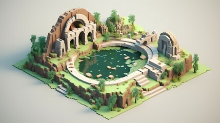 Ancient Pond isometric 3D