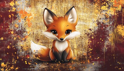 Playful fox emoji with autumn vibes on a rustic golden and burgundy backdrop