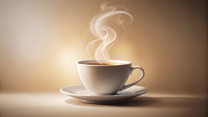 Aromatic Steam Rising from a Warm Cup of Coffee on a Saucer