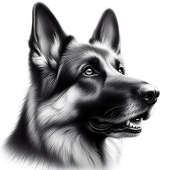 흰 배경, 저먼 셰퍼드, 펜슬 드로잉, jpeg (white background, German Shepherd, pencil drawing, jpeg)