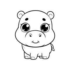 cute hippopotamus outline