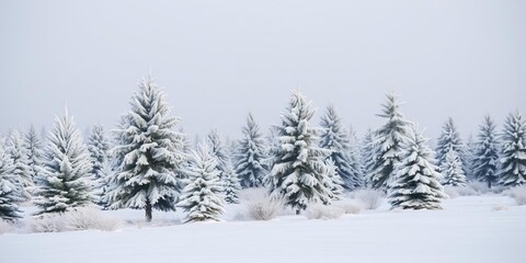 Majestic pine trees covered in snow creating a magical winter scene, pines, Christmas trees, frost-covered