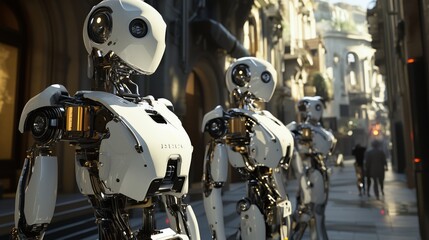 Fototapeta premium Biomimetic patrol teams in future cities