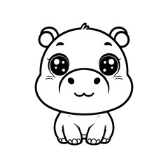 cute hippopotamus outline