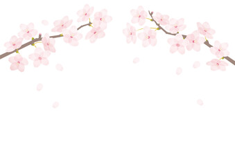 桜のシンプルなフラットベクターイラスト 春の風景、背景