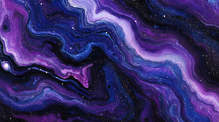 Obraz premium Abstract Cosmic Galaxy with Swirling Purple and Blue Nebulae and Scattered Stars