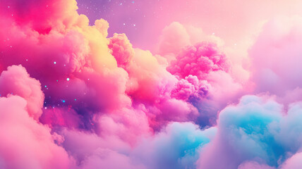 Fototapeta premium Dreamy pastel colored clouds shifting in vibrant sky create serene atmosphere