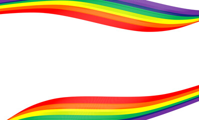 LGBTQ rainbow color background wallpaper image, column wave border, presentation slide template, top and bottom